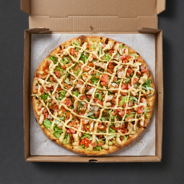 Chicken Mustard Gourmet Pizza.